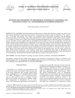 Sources and Transport of Phosphorus to Rivers in California and Adjacent States, U.S., As Determined by Sparrow Modeling1