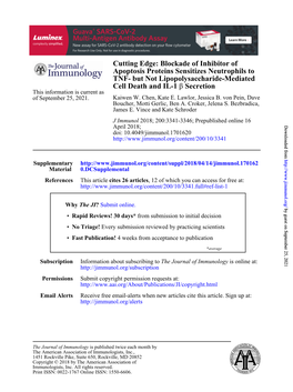 Cutting Edge: Blockade of Inhibitor of Apoptosis Proteins Sensitizes