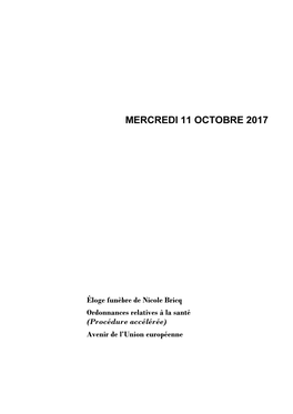 Mercredi 11 Octobre 2017