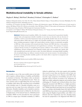 Multidirectional Instability in Female Athletes