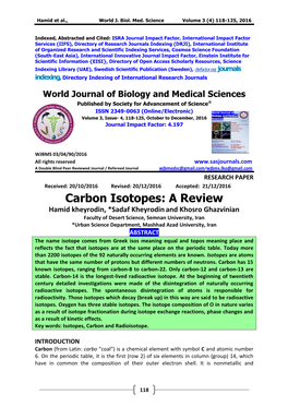 Carbon Isotopes: a Review