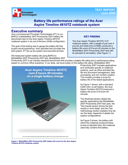 Battery Life Performance Ratings of the Acer Aspire Timeline 4810TZ