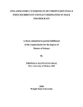 Inflammatory Cytokines in Jet Propulsion Fuel-8 Induced Irritant Contact Dermatitis in Male Fischer Rats