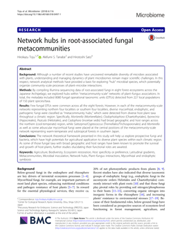 Network Hubs in Root-Associated Fungal Metacommunities Hirokazu Toju1,2* , Akifumi S