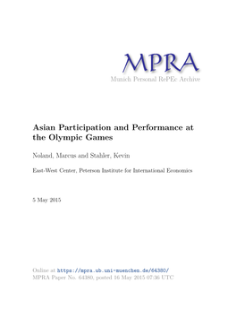 Asian Participation and Performance at the Olympic Games