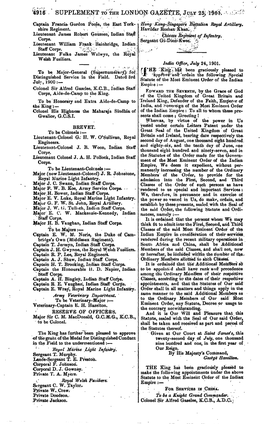 Supplement to the London Gazette, Jctly 25;