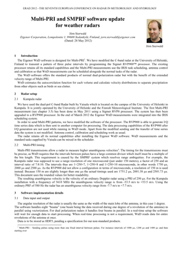 Multi-PRI and SMPRF Software Update for Weather Radars