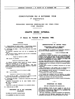 CONSTITUTION DU 4 OCTOBRE 1958 7' Législature COMPTE
