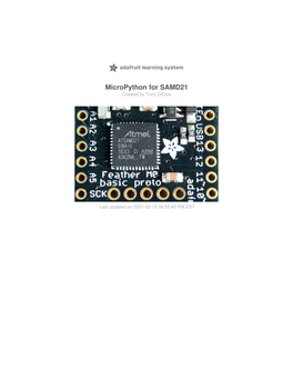 Micropython for SAMD21 Created by Tony Dicola