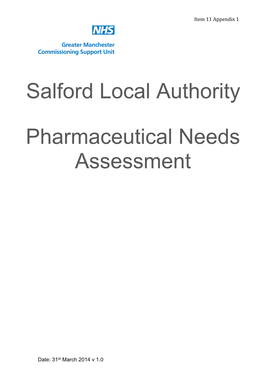 Salford Local Authority Pharmaceutical Needs Assessment