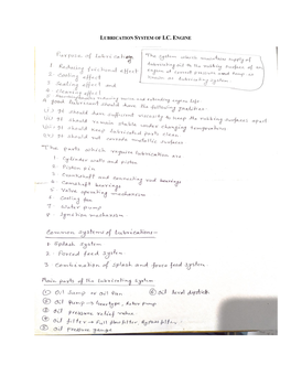 Lubrication System of I.C. Engine