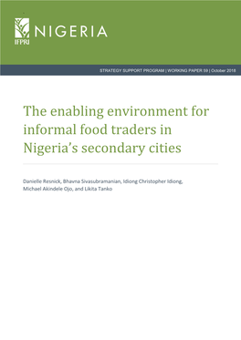 The Enabling Environment for Informal Food Traders in Nigeria's Secondary