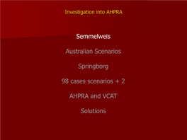 Semmelweis Australian Scenarios Springborg 98 Cases Scenarios + 2