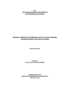 Şule Beste KAPÇI Danışman Dr. Öğr. Üyesi Turgay AYDOĞAN YÜKSEK