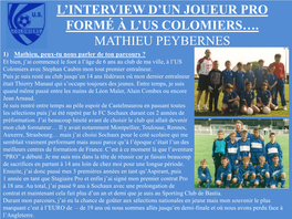 L'interview D'un Joueur Pro Formé À L'us Colomiers…. Mathieu Peybernes