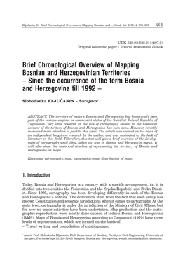 Brief Chronological Overview of Mapping Bosnian And…, Geod