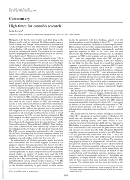 Commentary High Times for Cannabis Research