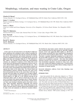 Morphology, Volcanism, and Mass Wasting in Crater Lake, Oregon