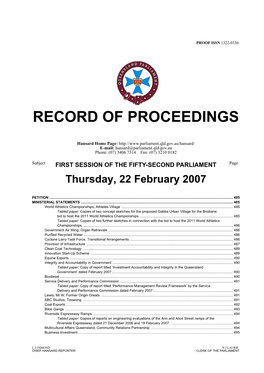 Record of Proceedings