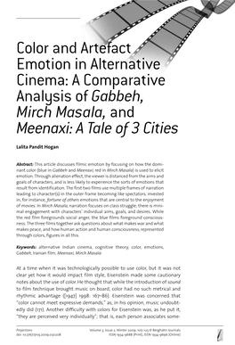 Color and Artefact Emotion in Alternative Cinema: a Comparative Analysis of Gabbeh, Mirch Masala, and Meenaxi: a Tale of 3 Cities