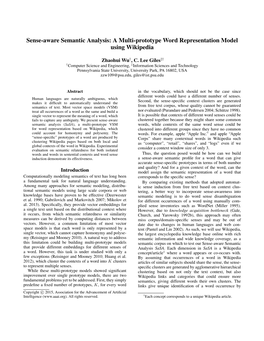 Sense-Aware Semantic Analysis: a Multi-Prototype Word Representation Model Using Wikipedia