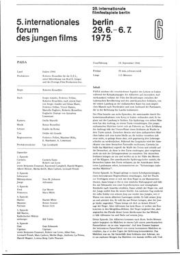 5. Internationales Forum Des Jungen Films Berlin 29.6.-6.7. 1975