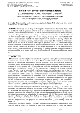 Simulation of Isotropic Acoustic Metamaterials S.M