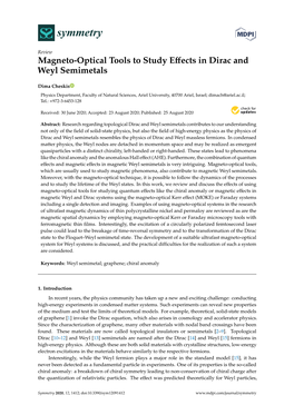 Magneto-Optical Tools to Study Effects in Dirac and Weyl Semimetals