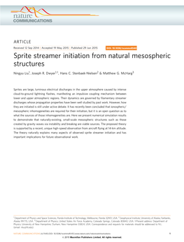 Sprite Streamer Initiation from Natural Mesospheric Structures