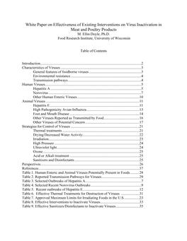 White Paper on Effectiveness of Existing Interventions on Virus Inactivation in Meat and Poultry Products M