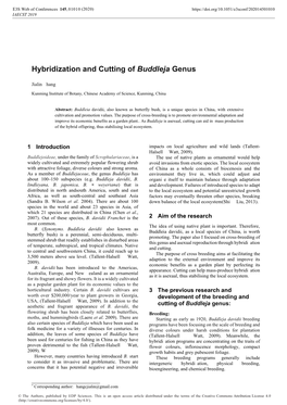 Hybridization and Cutting of Buddleja Genus