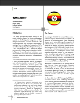 Uganda REPORT Introduction the Context