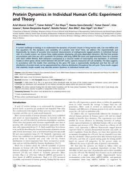 Protein Dynamics in Individual Human Cells: Experiment and Theory