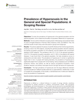 Prevalence of Hyperacusis in the General and Special Populations: a Scoping Review