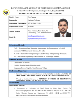 DEPARTMENT of MECHANICAL ENGINEERING Educational Details