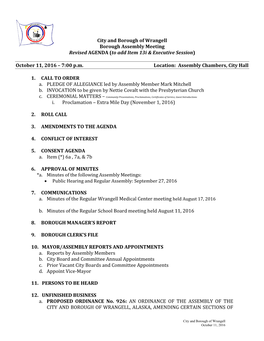 AGENDA (To Add Item 13I & Executive Session)