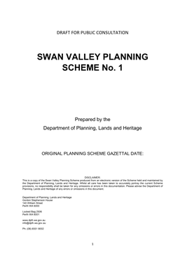 SWAN VALLEY PLANNING SCHEME No. 1