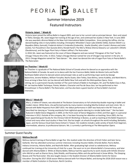 Summer Intensive 2019 Featured Instructors