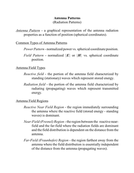 (Radiation Patterns) Antenna Pattern