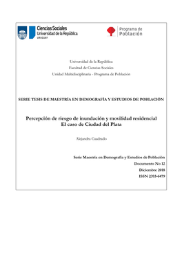 Percepción De Riesgo De Inundación Y Movilidad Residencial El Caso De Ciudad Del Plata