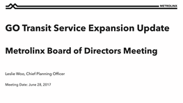 GO Transit Service Expansion Update