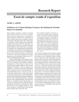 Research Report Essai De Compte Rendu D'exposition