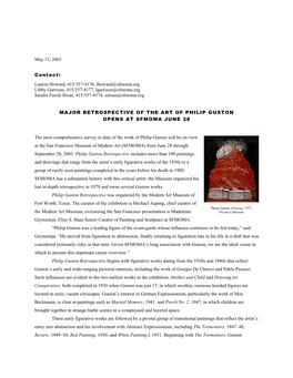 Press Release: Major Retrospective of the Art of Philip Guston