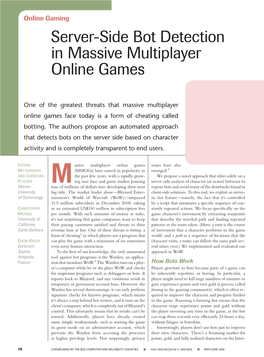 Server-Side Bot Detection in Massive Multiplayer Online Games