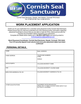 Work Placement Application