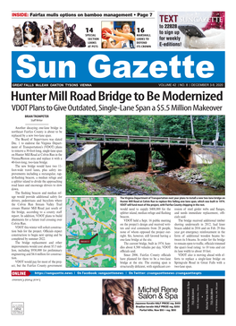Hunter Mill Road Bridge to Be Modernized VDOT Plans to Give Outdated, Single-Lane Span a $5.5 Million Makeover BRIAN TROMPETER Sta Writer