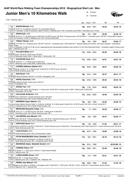 Junior Men's 10 Kilometres Walk