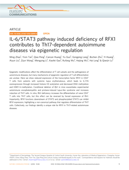 IL-6/STAT3 Pathway Induced Deficiency of RFX1 Contributes To