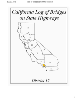 Log of Bridges on State Highways October, 2018 DISTRICT 12 12-ORA-001