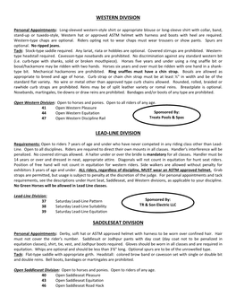 Western Division Lead-Line Division Saddleseat Division